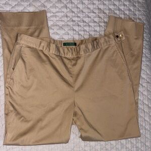 Lauren Ralph Lauren Khaki Straight-Leg Dress Pants